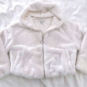 Topshop Faux Fur Hooded Teddy Jacket